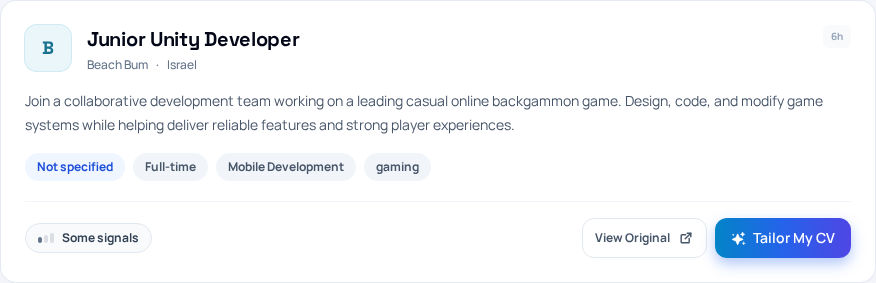 The results list shows the cards you compare before opening a listing